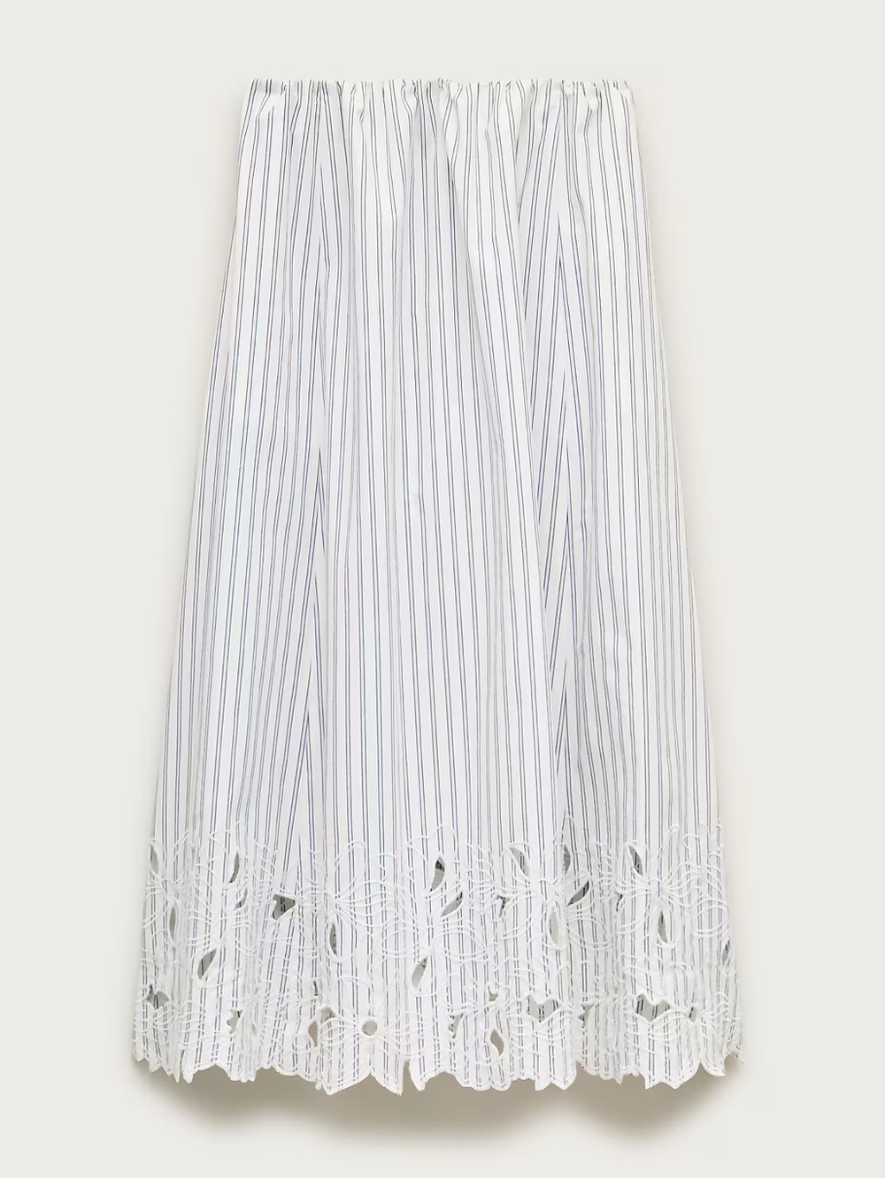 JCrew Embroidered pull-on midi skirt in striped cotton poplin 10 - Picture 1 of 4
